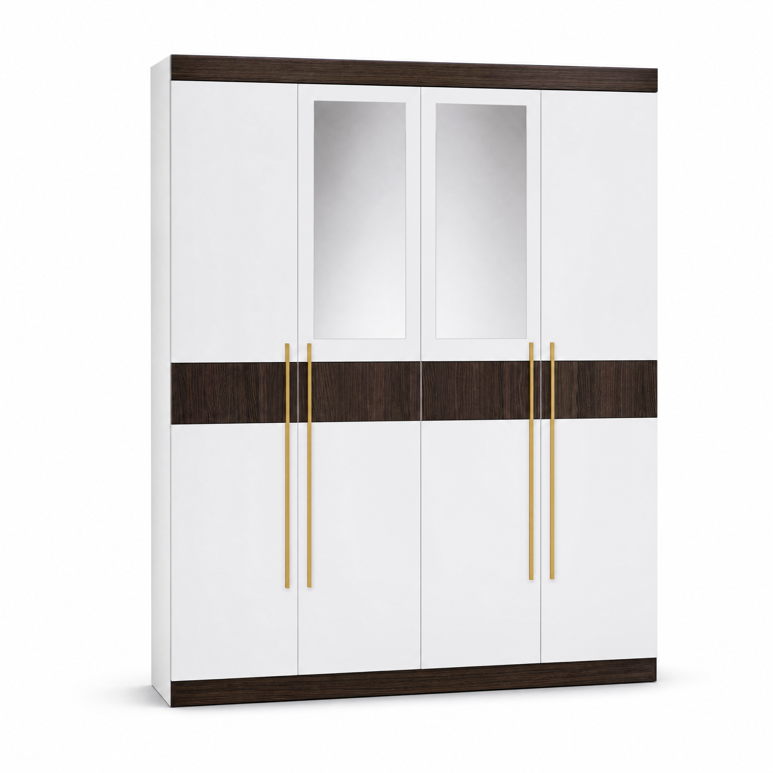 4 Door Wardrobe - White + Black Oak (5104-2)