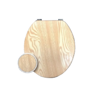 Mdf Toilet Seat - Light Oak + Chrome Hinges