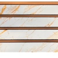 3D Ps Wall Slat - White+Walnut- 120mm*7mm*2.4M